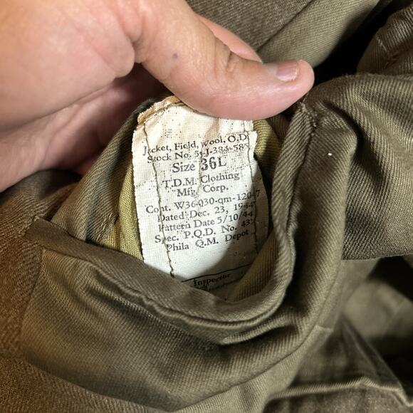 ORIGINAL WWII US ARMY OFFICER M1944 CLASS A IKE JACKET- Mint Size 36 L - Picture 6 of 16